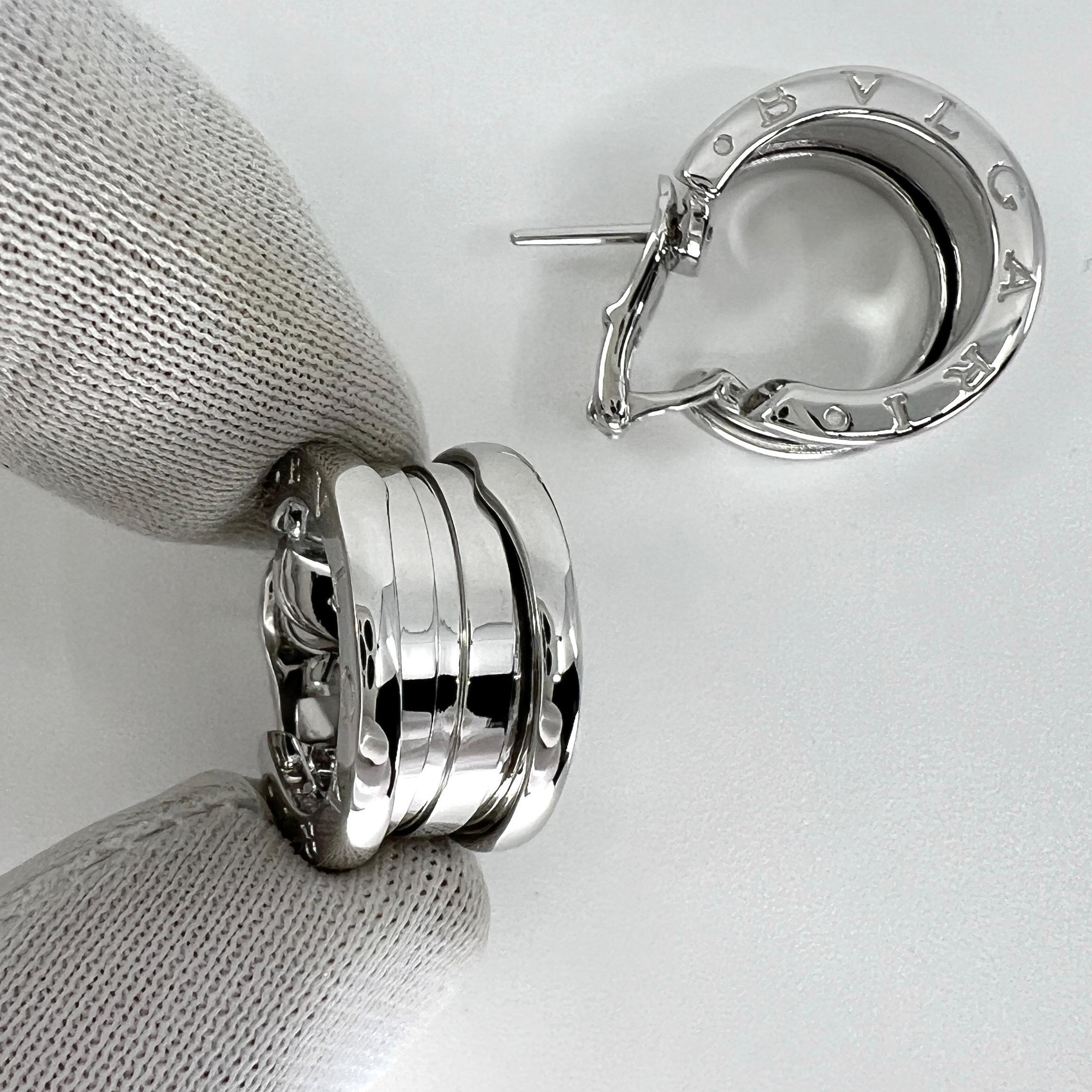Vintage Bvlgari Bulgari B.Zero1 18 Karat White Gold Hoop Stud Earrings with Box 5