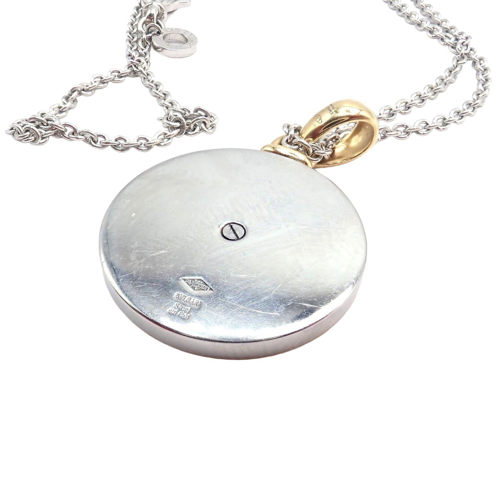 Vintage Bvlgari Bulgari Diamond Horoscope Zodiac Gold Steel Pendant Necklace 4