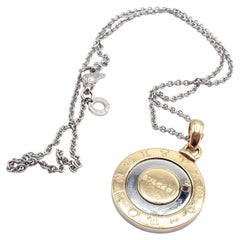Vintage Bvlgari Bulgari Diamond Horoscope Zodiac Gold Steel Pendant Necklace