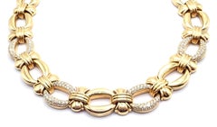 Collier vintage Bvlgari Bulgari à maillons en or jaune serti de diamants