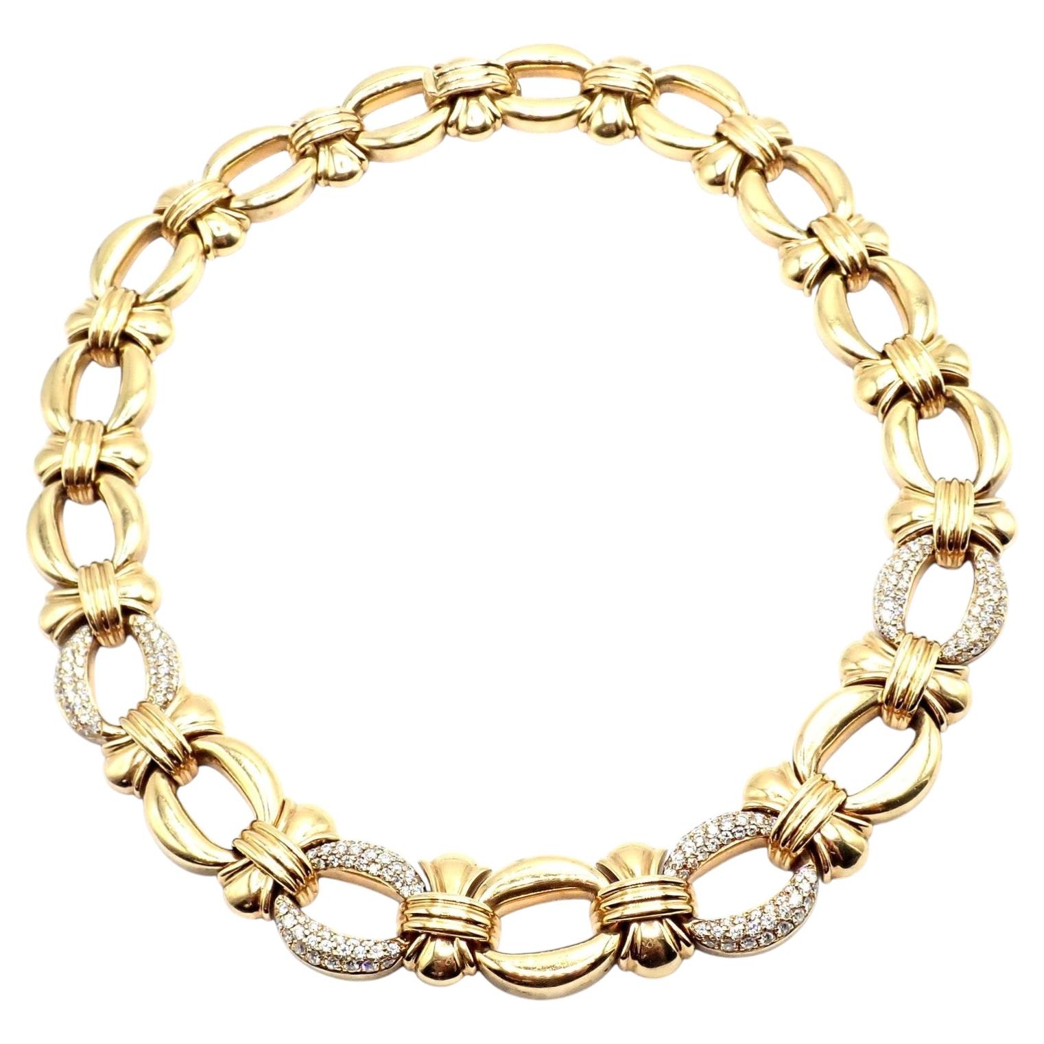 Collana vintage Bvlgari Bulgari con maglie in oro giallo e diamanti
