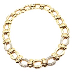 Collier vintage Bvlgari Bulgari à maillons en or jaune serti de diamants