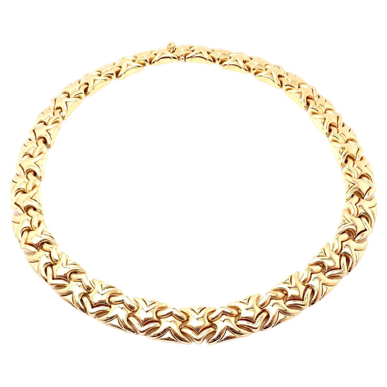 Vintage Bvlgari Bulgari Heavy Yellow Gold Choker Necklace