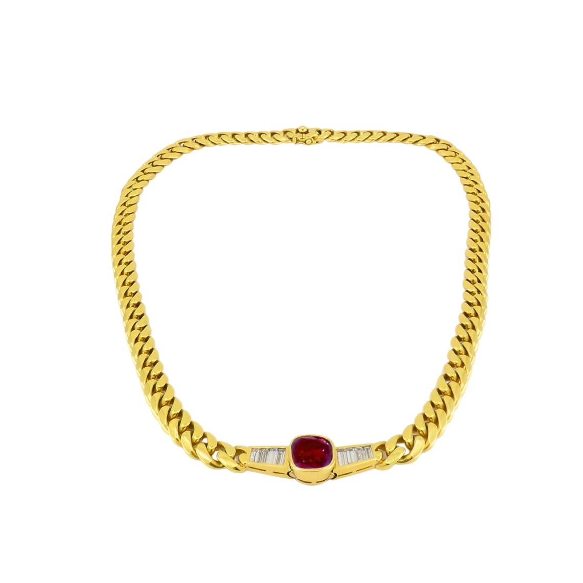 Collar Vintage Bvlgari Bulgari Diamante Rubí 5cts Corte mixto en venta