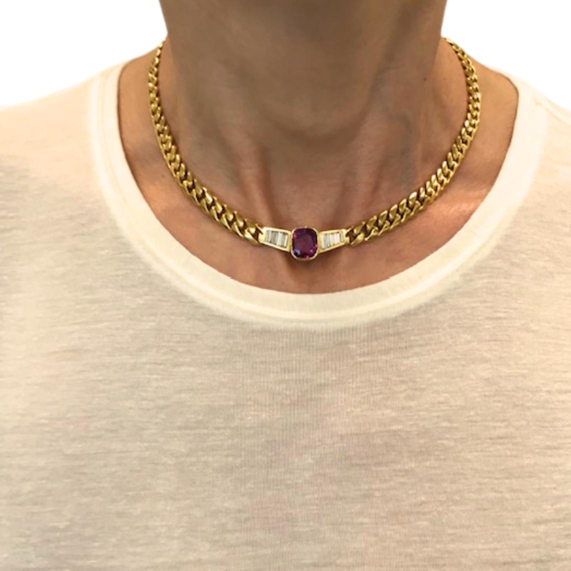 Collar Vintage Bvlgari Bulgari Diamante Rubí 5cts en venta 3