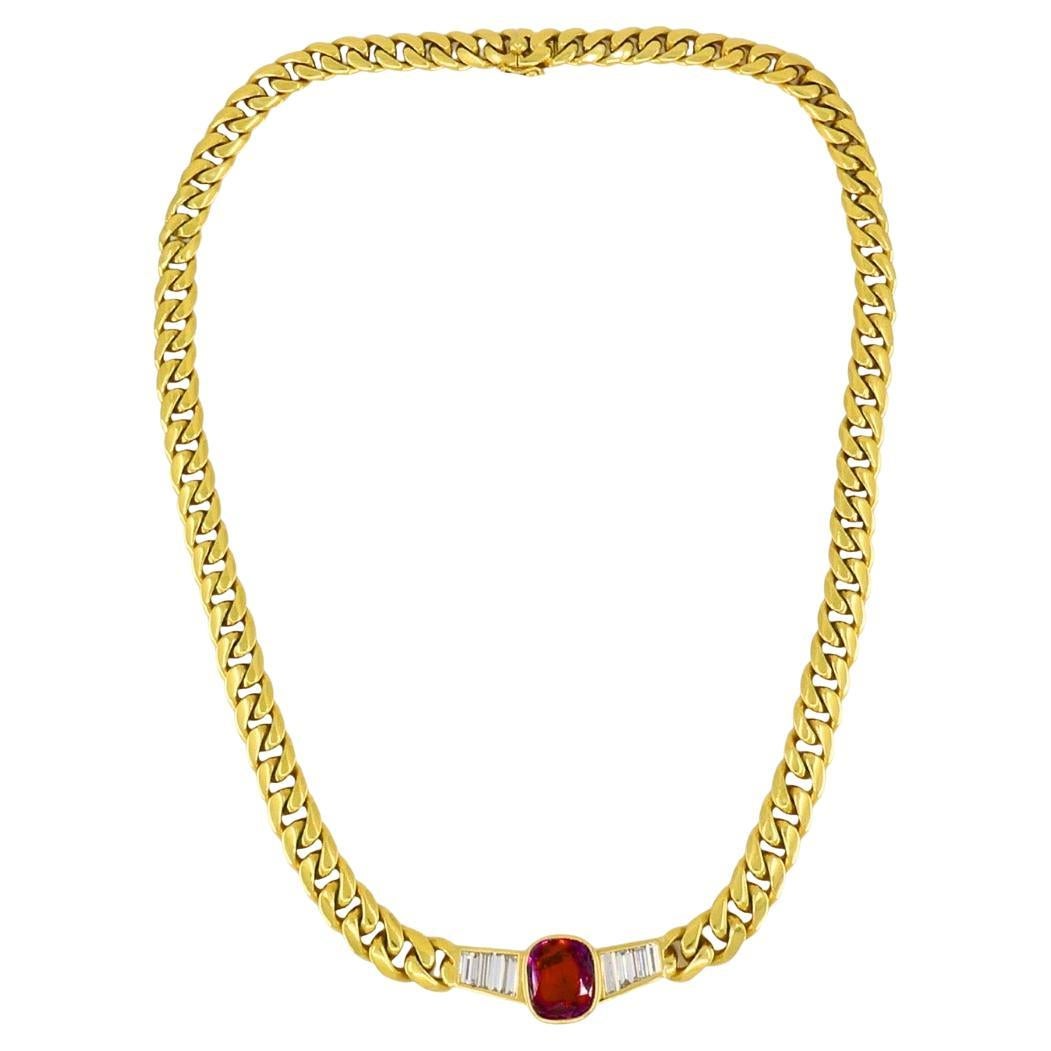 Vintage Bvlgari Bulgari Necklace Diamond Ruby 5cts