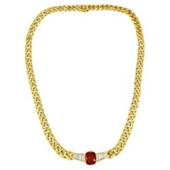 Vintage Bvlgari Bulgari Necklace Diamond Ruby 5cts