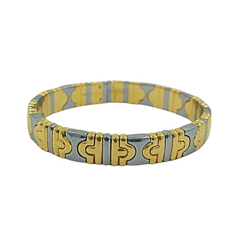 Women's Vintage Bvlgari Bulgari Parentesi Bracelet Stainless Steel Gold For Sale