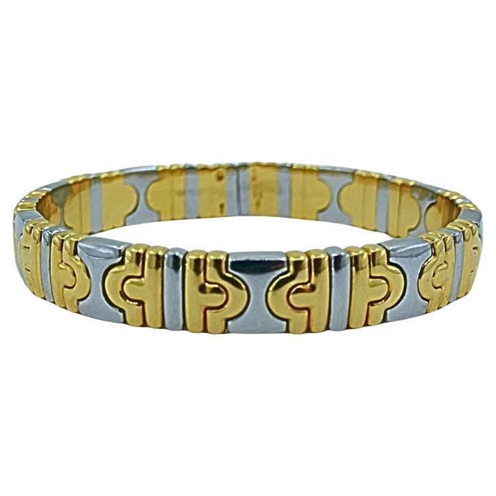Vintage Bvlgari Bulgari Parentesi Bracelet Stainless Steel Gold For Sale