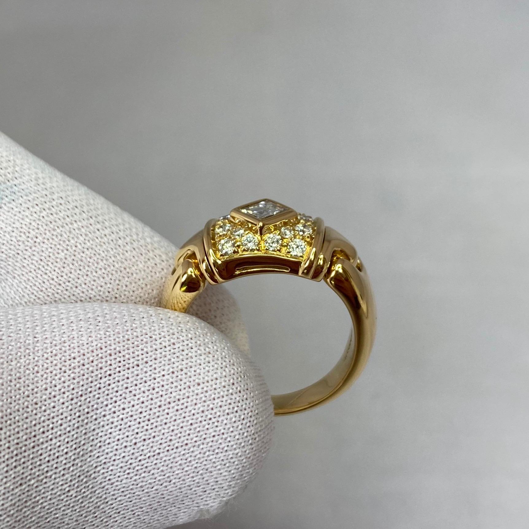 Women's or Men's Vintage Bvlgari Bulgari Parentesi Square and Round Diamond 18k Yellow Gold Ring