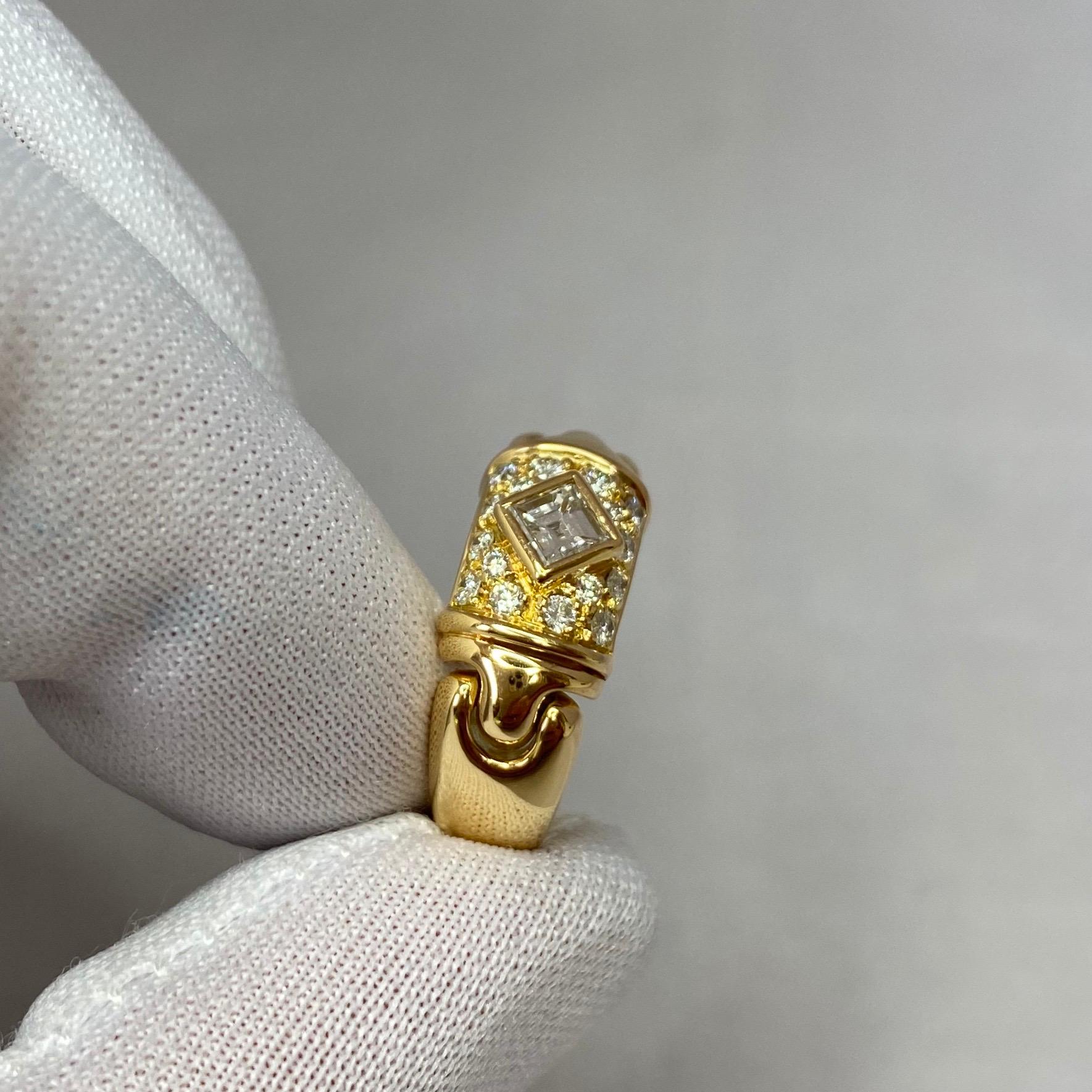 Vintage Bvlgari Bulgari Parentesi Square and Round Diamond 18k Yellow Gold Ring 1