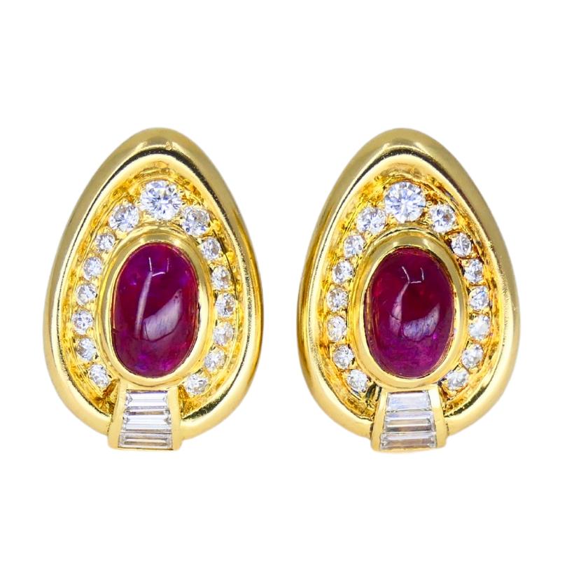 Vintage Bvlgari Bulgari Ruby Diamond Jewelry Set 18k Gold Estate Jewelry For Sale 5