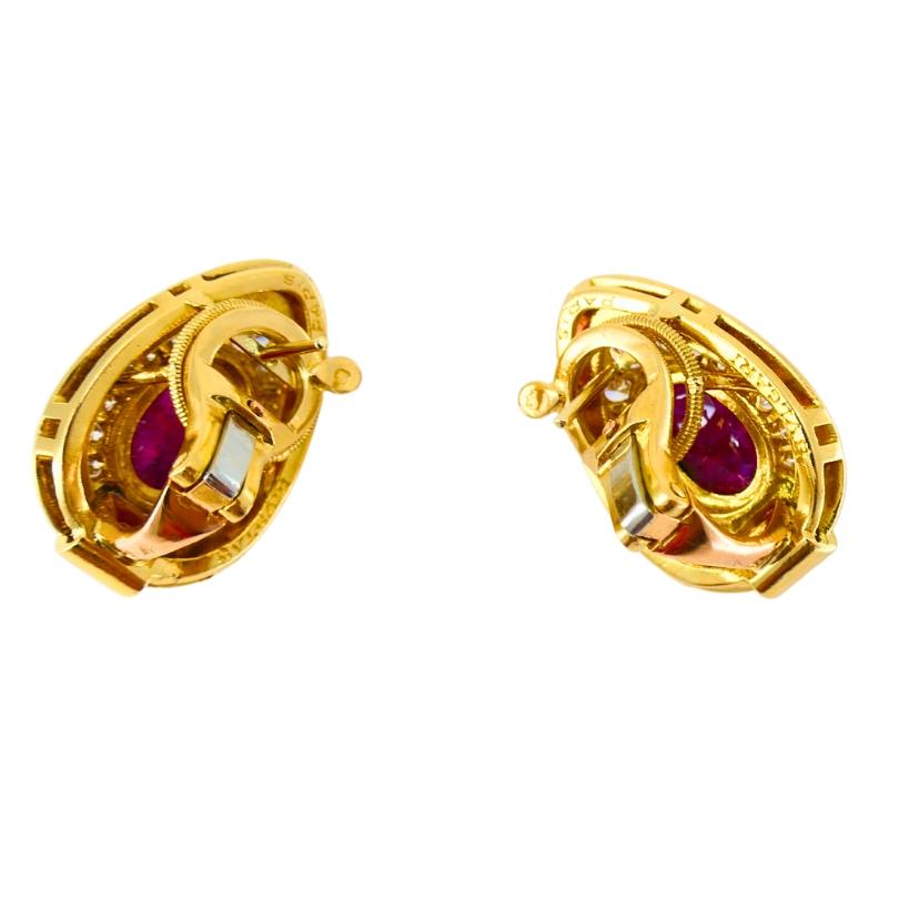 Vintage Bvlgari Bulgari Ruby Diamond Jewelry Set 18k Gold Estate Jewelry For Sale 6