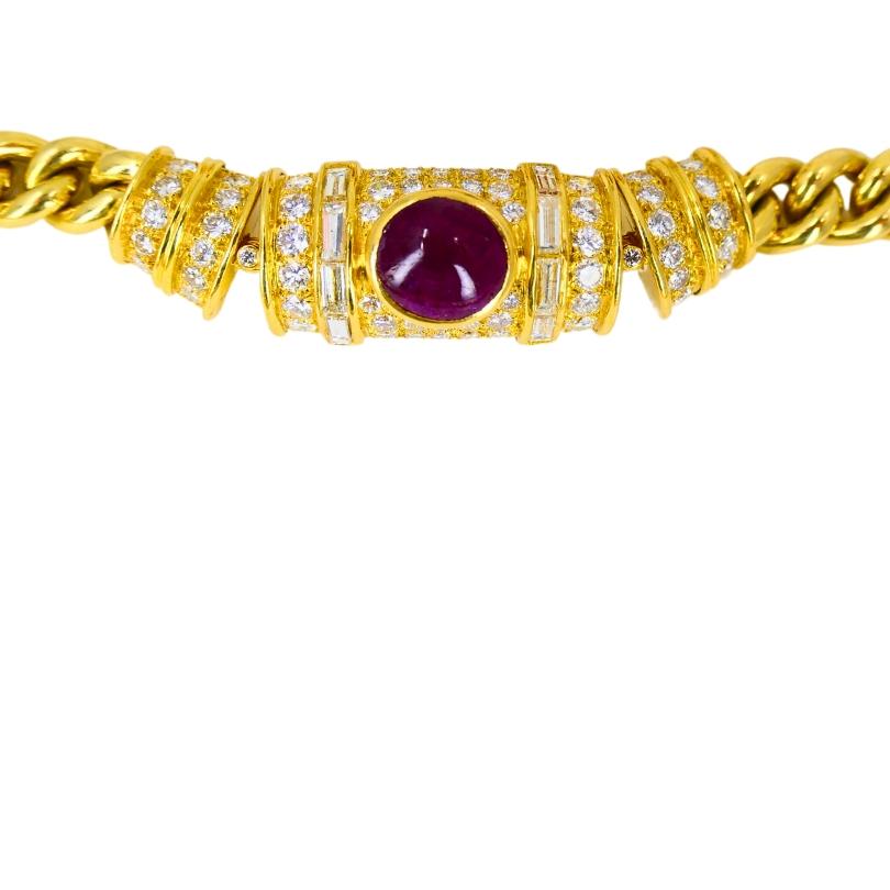 Vintage Bvlgari Bulgari Ruby Diamond Jewelry Set 18k Gold Estate Jewelry For Sale 8
