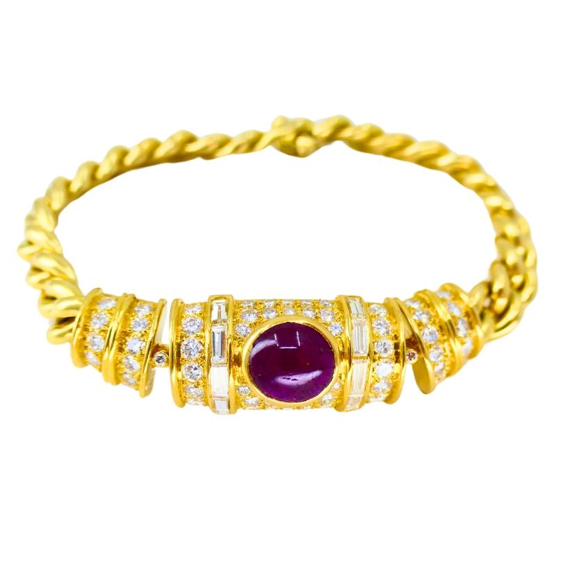 Women's Vintage Bvlgari Bulgari Ruby Diamond Jewelry Set 18k Gold Estate Jewelry For Sale