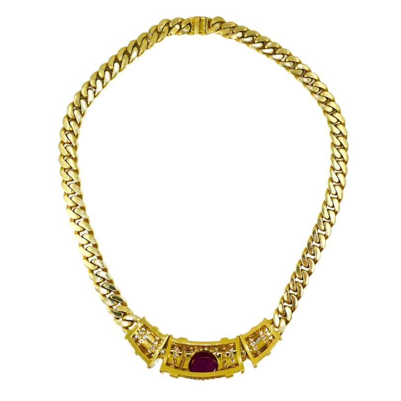 Vintage Bvlgari Bulgari Ruby Diamond Jewelry Set 18k Gold Estate Jewelry For Sale 1