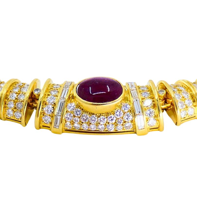 Vintage Bvlgari Bulgari Ruby Diamond Jewelry Set 18k Gold Estate Jewelry For Sale 2