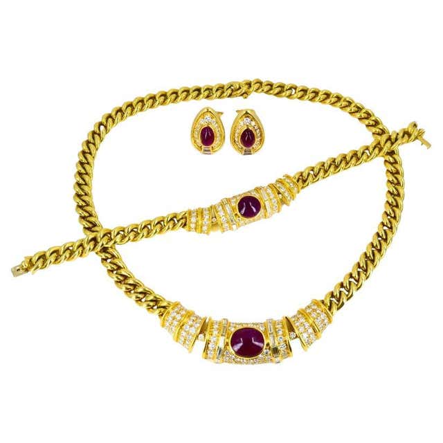 Ruby Jewe Bvlgari Bulgari Band Ring 18k Gold Cabochon Ruby Diamond AGL ...