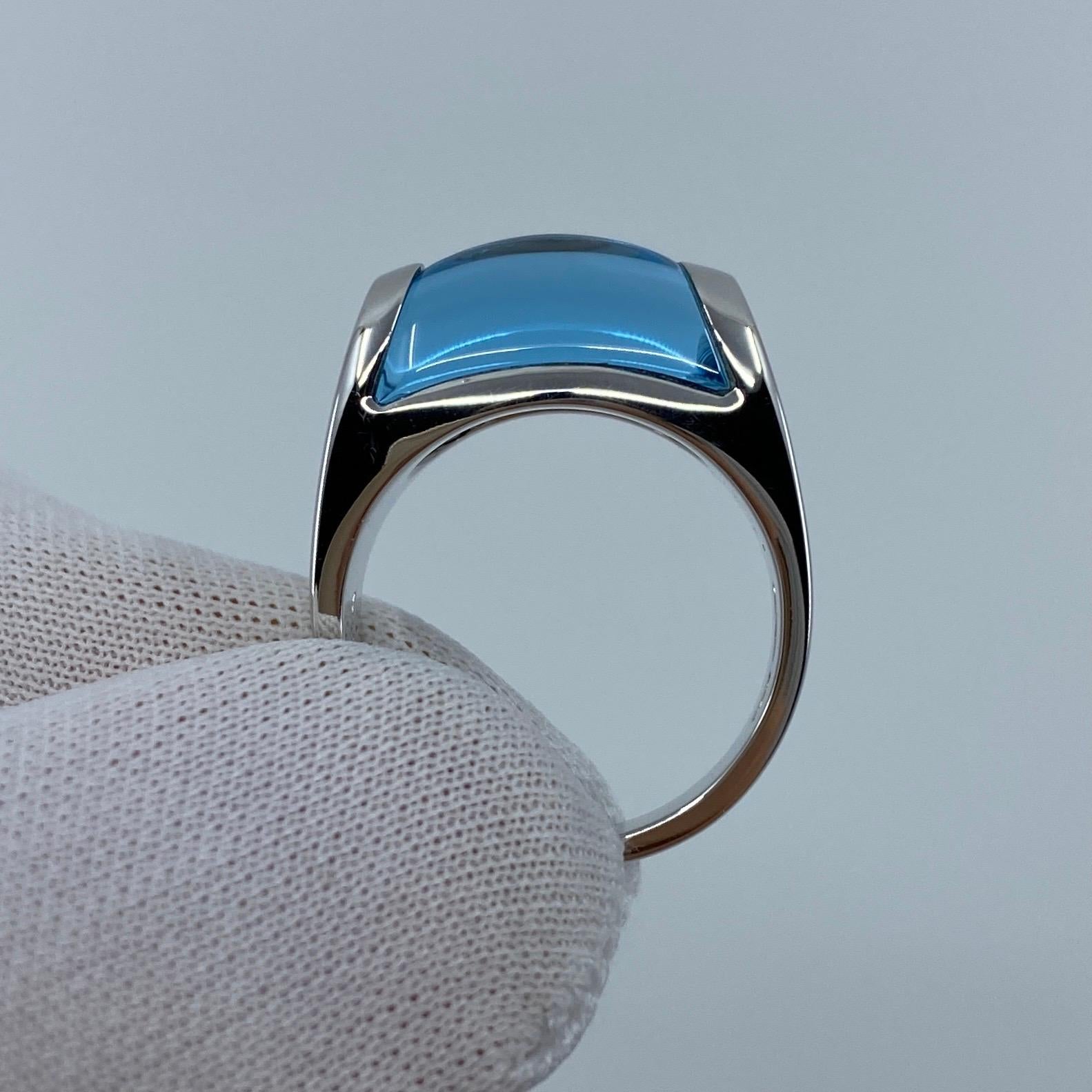 Vintage Bvlgari Bulgari Tronchetto 18 Karat White Gold Blue Topaz Ring with Box 5