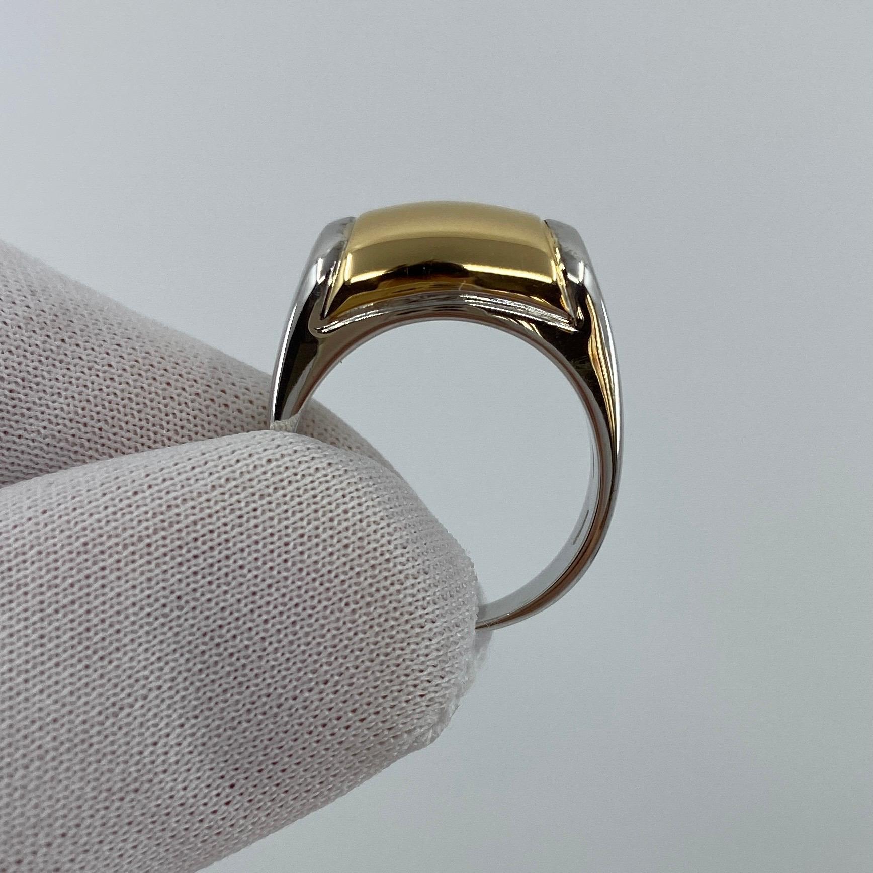 Vintage Bvlgari Bulgari Tronchetto 18 Karat Yellow White Gold Ring with Box In Excellent Condition In Birmingham, GB