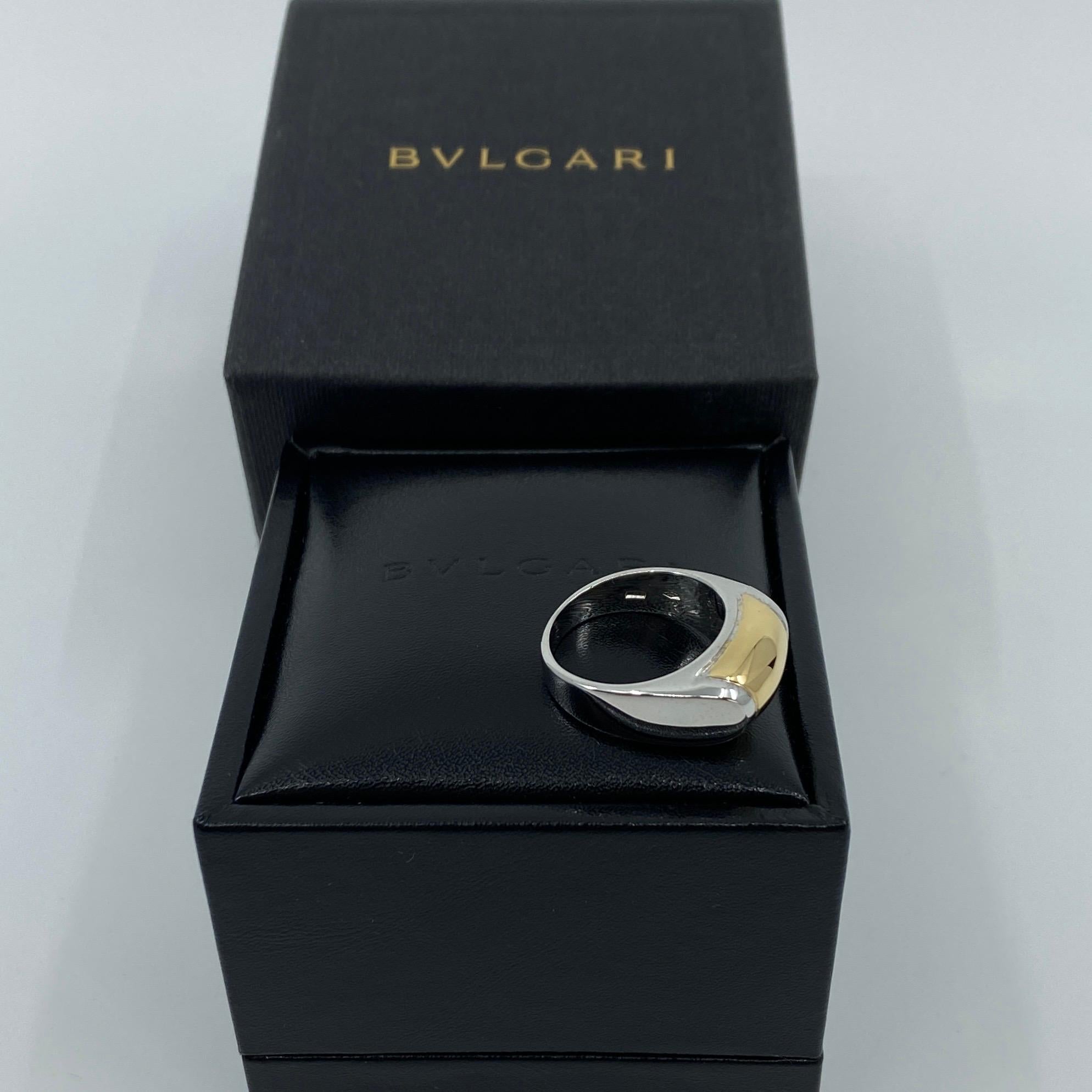 Vintage Bvlgari Bulgari Tronchetto 18 Karat Yellow White Gold Ring with Box 2