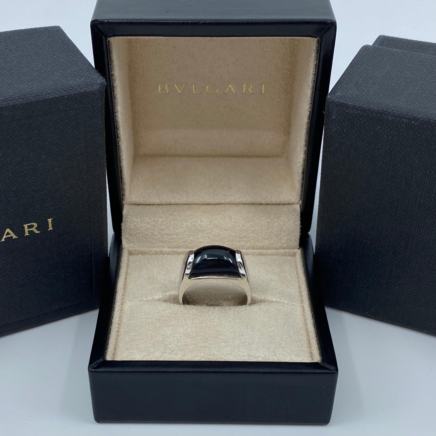Vintage Bvlgari Bulgari Tronchetto Ring aus 18 Karat Weißgold mit Schachtel aus schwarzem Onyx 11