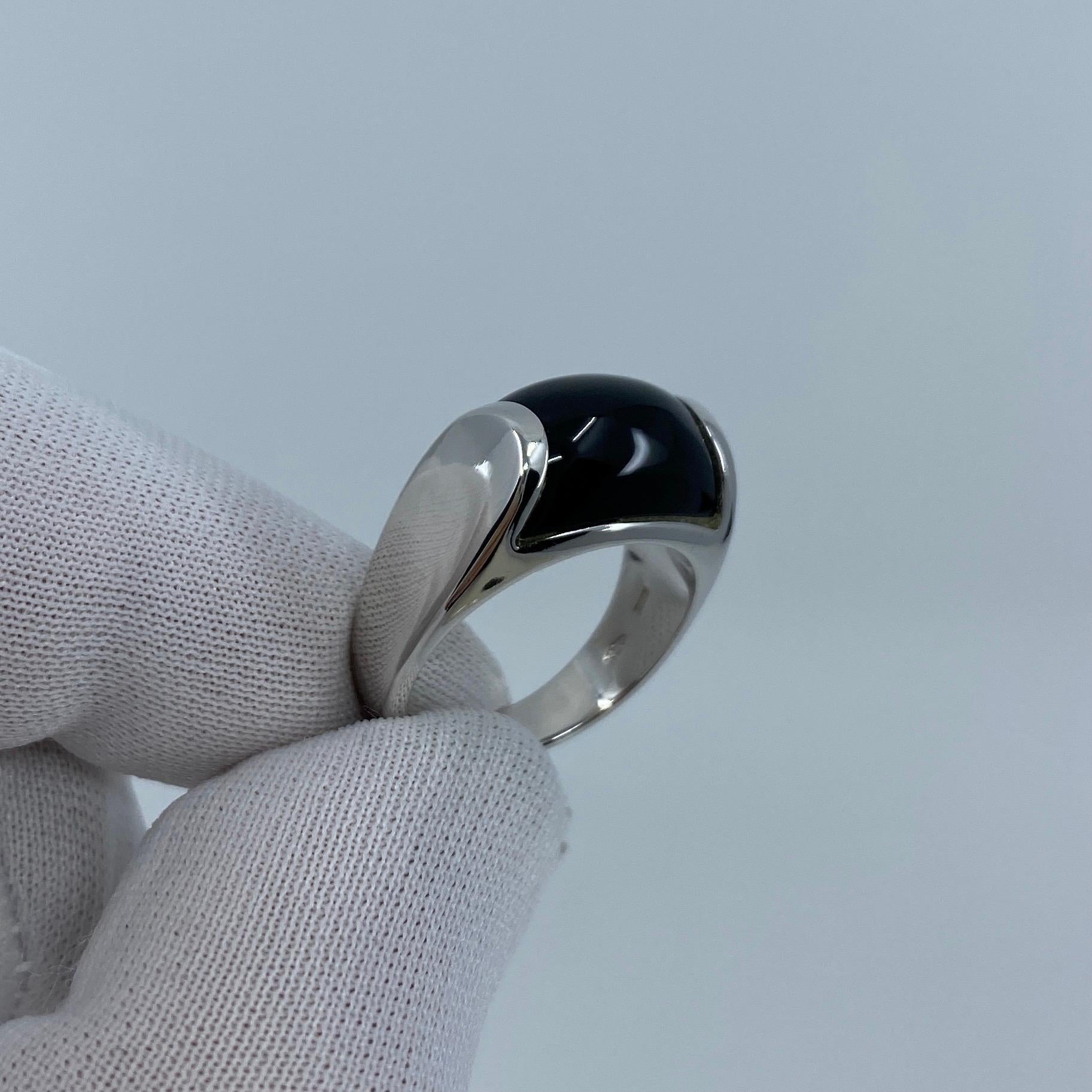 Vintage Bvlgari Bulgari Tronchetto Ring aus 18 Karat Weißgold mit Schachtel aus schwarzem Onyx im Zustand „Hervorragend“ in Birmingham, GB