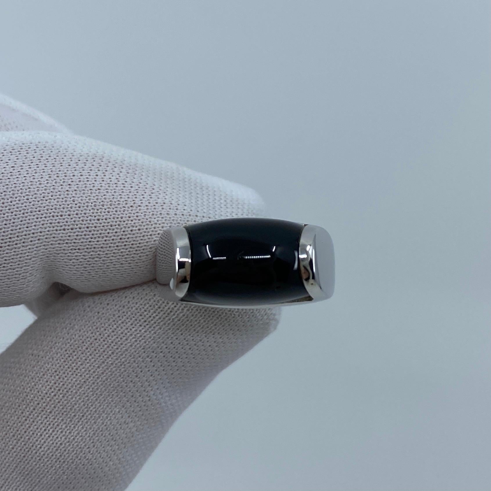 Vintage Bvlgari Bulgari Tronchetto Ring aus 18 Karat Weißgold mit Schachtel aus schwarzem Onyx für Damen oder Herren