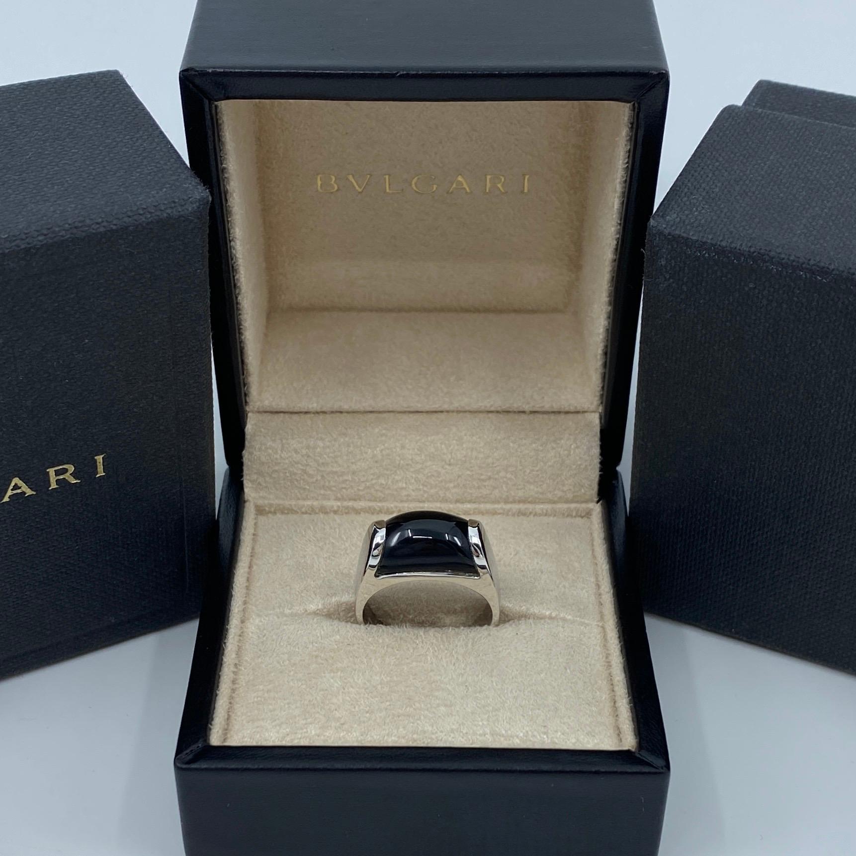 Vintage Bvlgari Bulgari Tronchetto Ring aus 18 Karat Weißgold mit Schachtel aus schwarzem Onyx 1