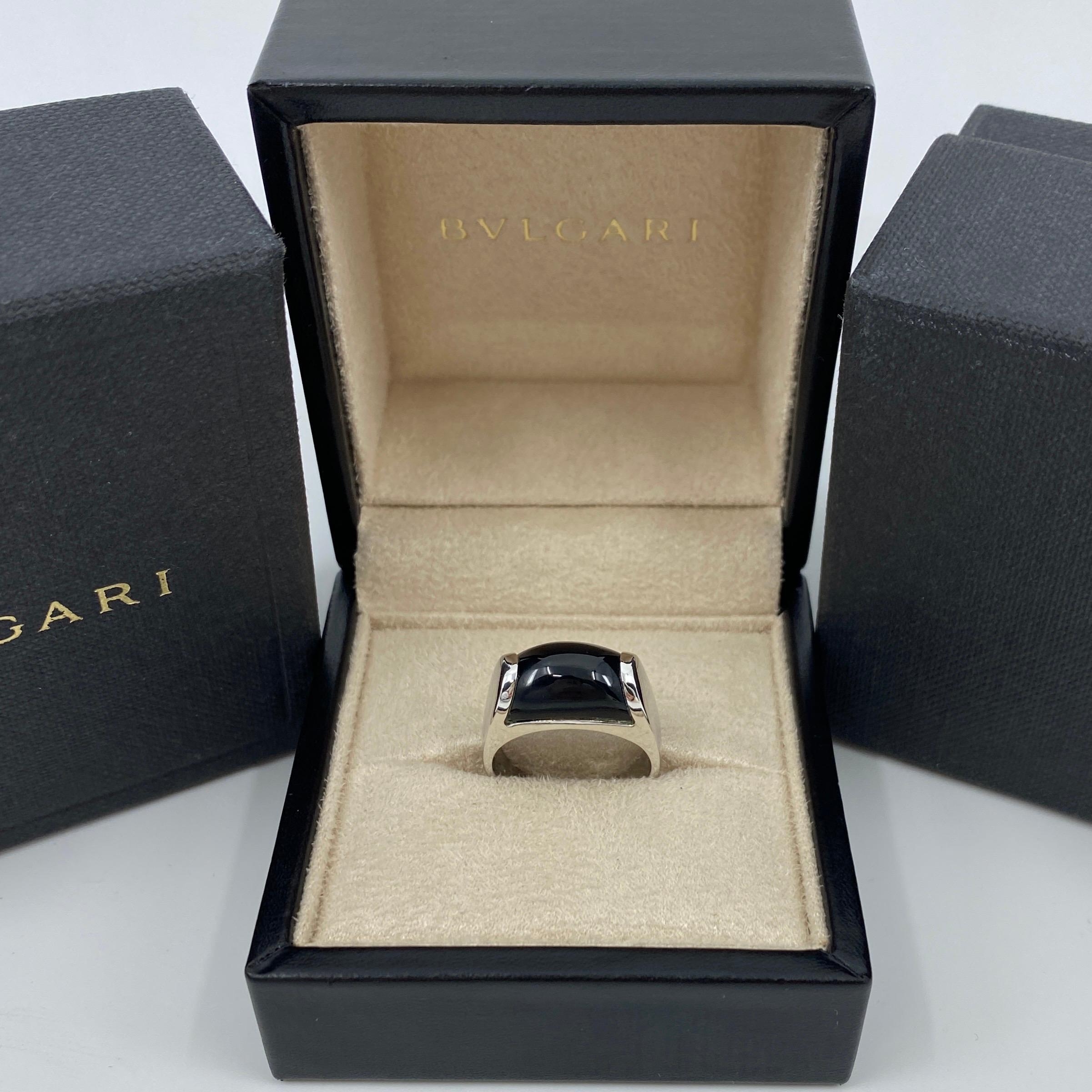 Vintage Bvlgari Bulgari Tronchetto Ring aus 18 Karat Weißgold mit Schachtel aus schwarzem Onyx 4