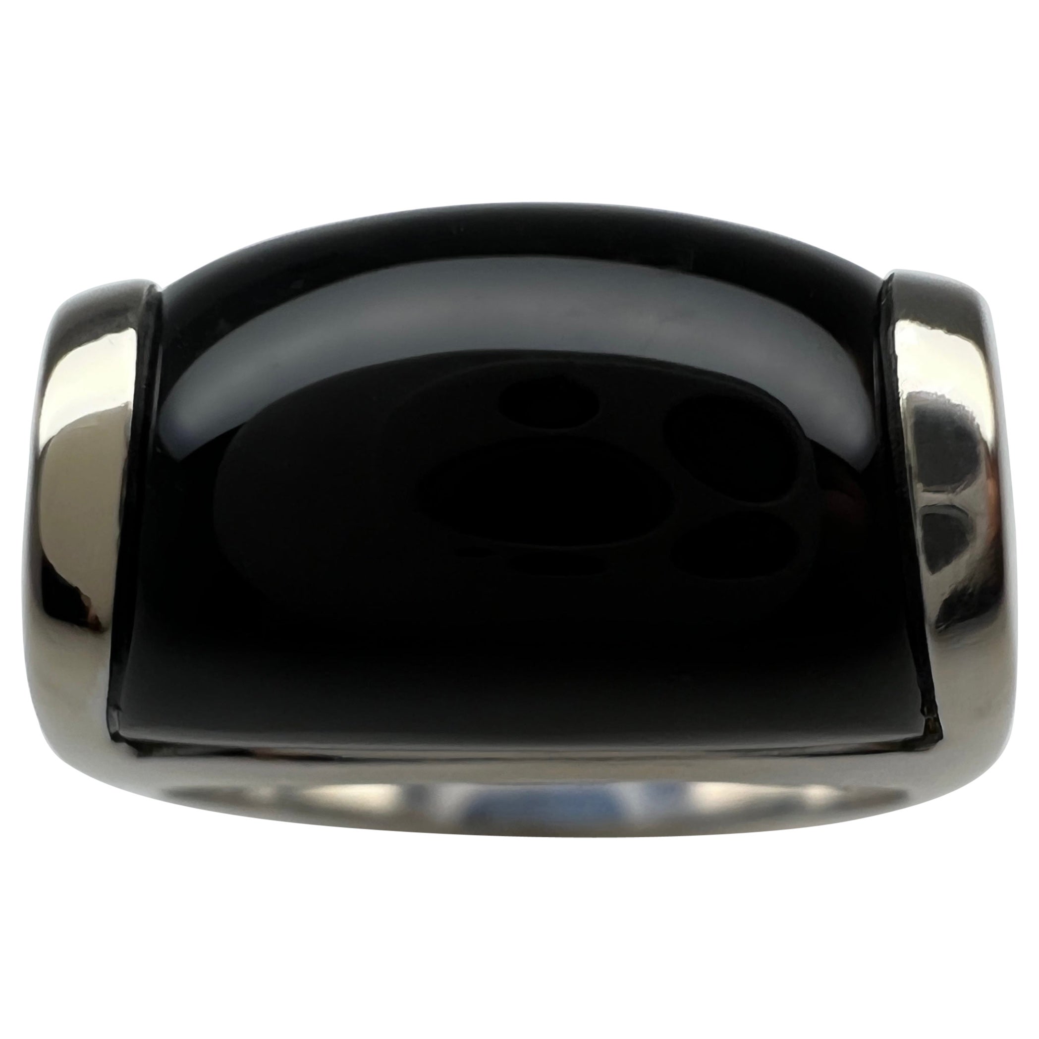 Vintage Bvlgari Bulgari Tronchetto Ring aus 18 Karat Weißgold mit Schachtel aus schwarzem Onyx