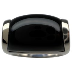 Vintage Bvlgari Bulgari Tronchetto Ring aus 18 Karat Weißgold mit Schachtel aus schwarzem Onyx