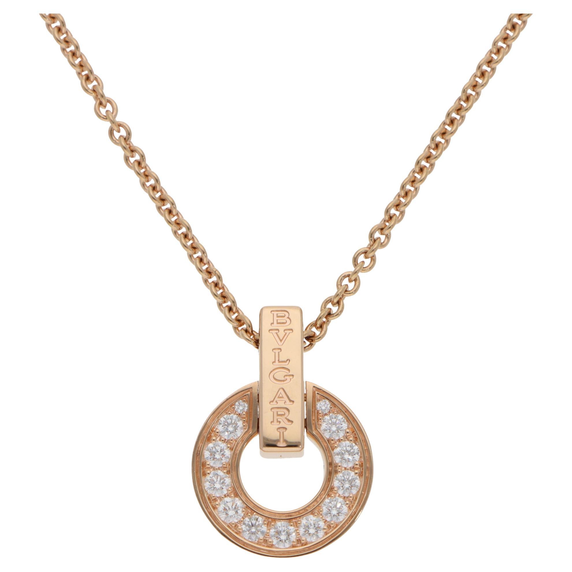 Vintage Bvlgari Bvlgari Openwork Diamond Necklace in Rose Gold