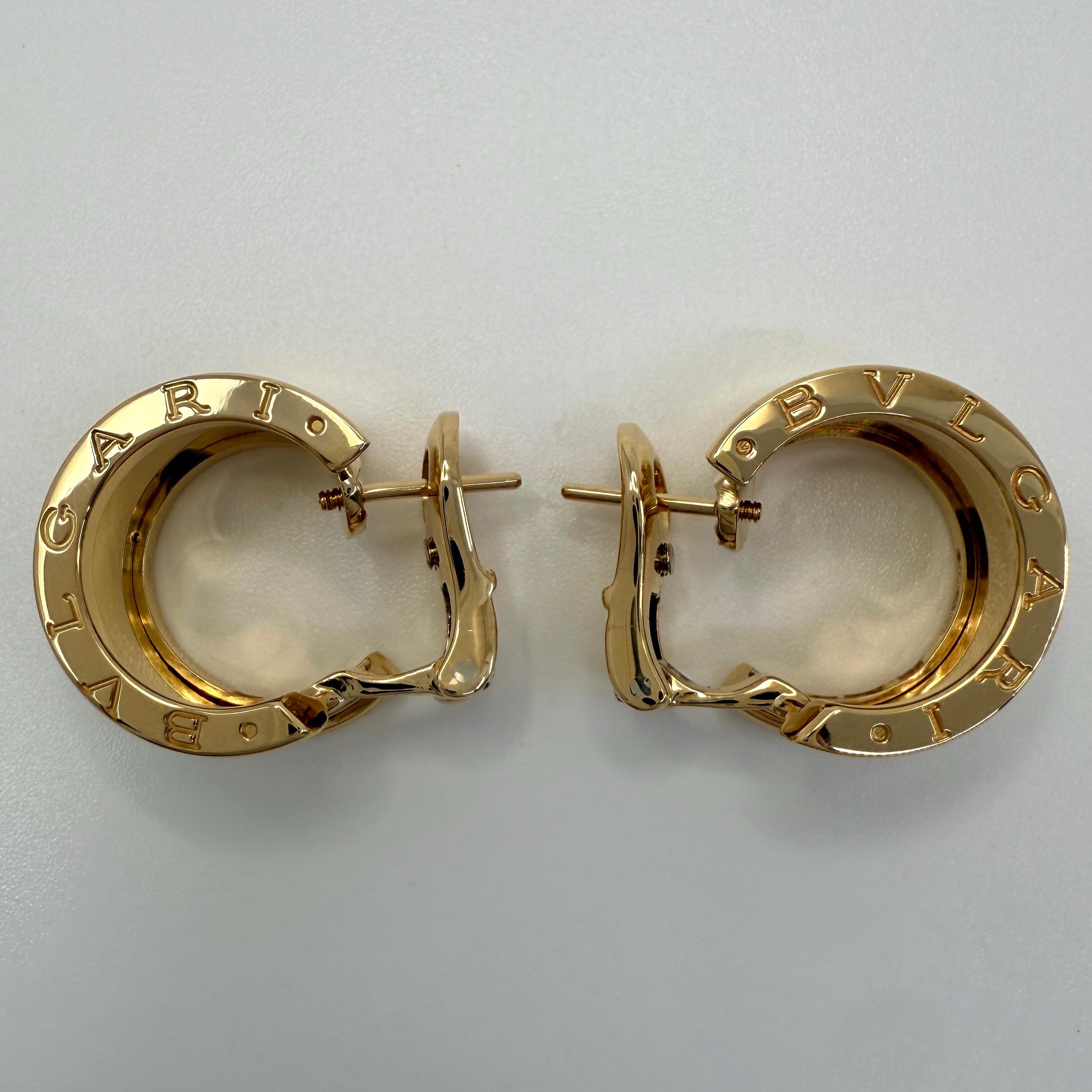 Vintage Bvlgari B.Zero1 Pendientes de aro de oro amarillo de 18 quilates con caja en venta 3