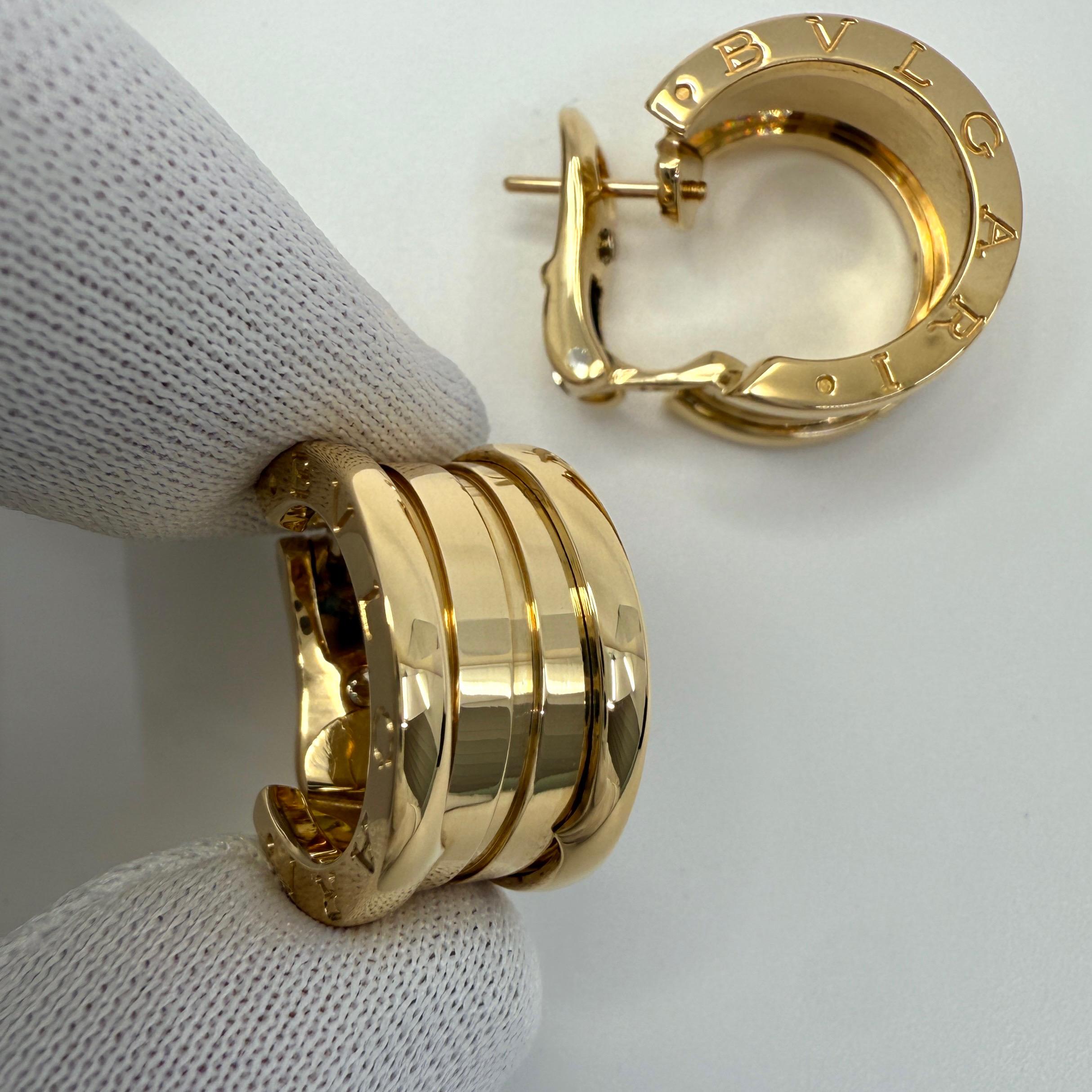 Vintage Bvlgari B.Zero1 Pendientes de aro de oro amarillo de 18 quilates con caja en venta 4