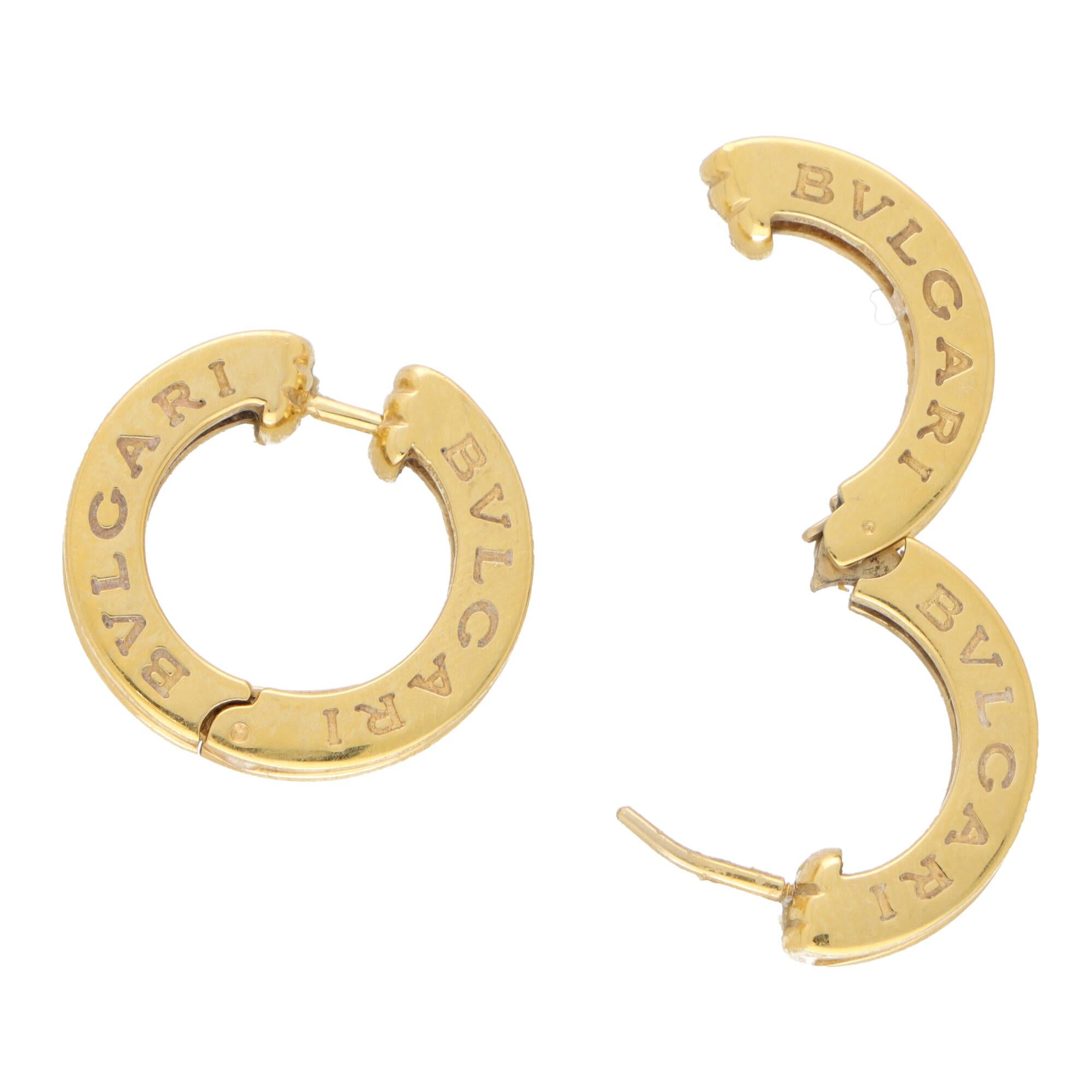 Modern Vintage Bvlgari B.zero1 Diamond Hoop Earrings in 18k Yellow Gold