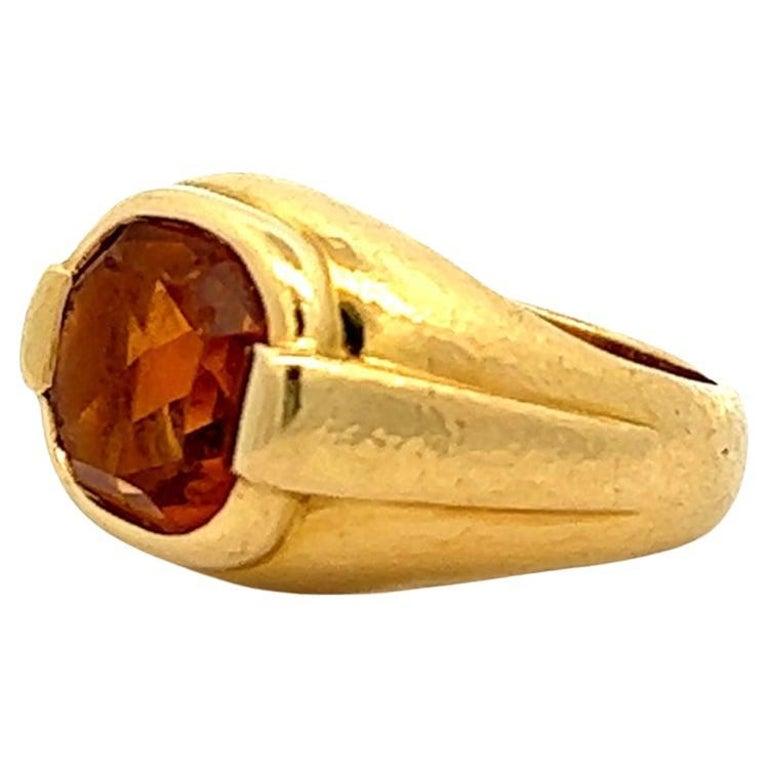 Women's or Men's Vintage Bvlgari Citrine 18 Karat Yellow Gold Solitaire Ring