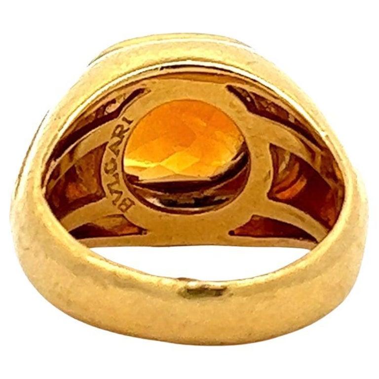Vintage Bvlgari Citrine 18 Karat Yellow Gold Solitaire Ring 1