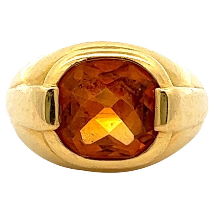 Vintage Bvlgari Citrine 18 Karat Yellow Gold Solitaire Ring