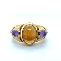 Vintage Bvlgari Citrine and Amethyst 18 Karat Yellow Gold Ring
