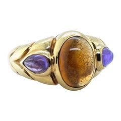 Vintage Bvlgari Citrine and Amethyst 18 Karat Yellow Gold Ring