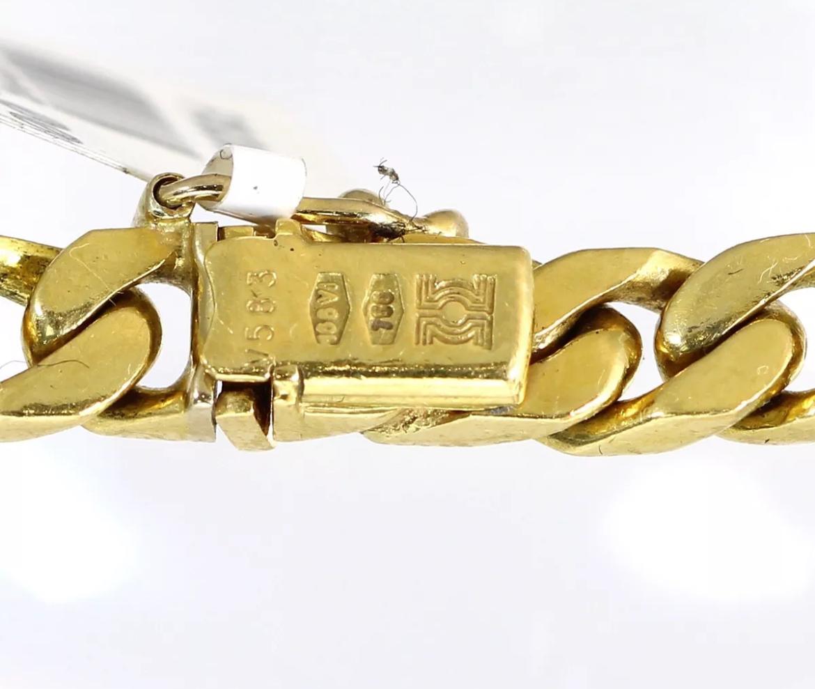 Vintage Bvlgari Cuban Link Chain Necklace with Floral Enamel Motif Oval Pendant 2