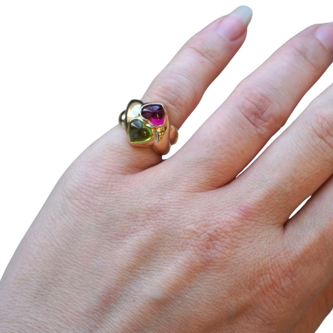 Anello Cuore Bvlgari d'epoca in oro 18 carati con pietre preziose in vendita 7