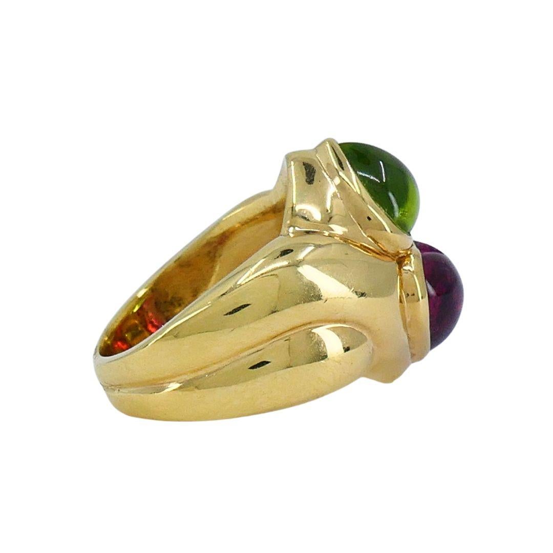 Anello Cuore Bvlgari d'epoca in oro 18 carati con pietre preziose In condizioni buone in vendita a Beverly Hills, CA
