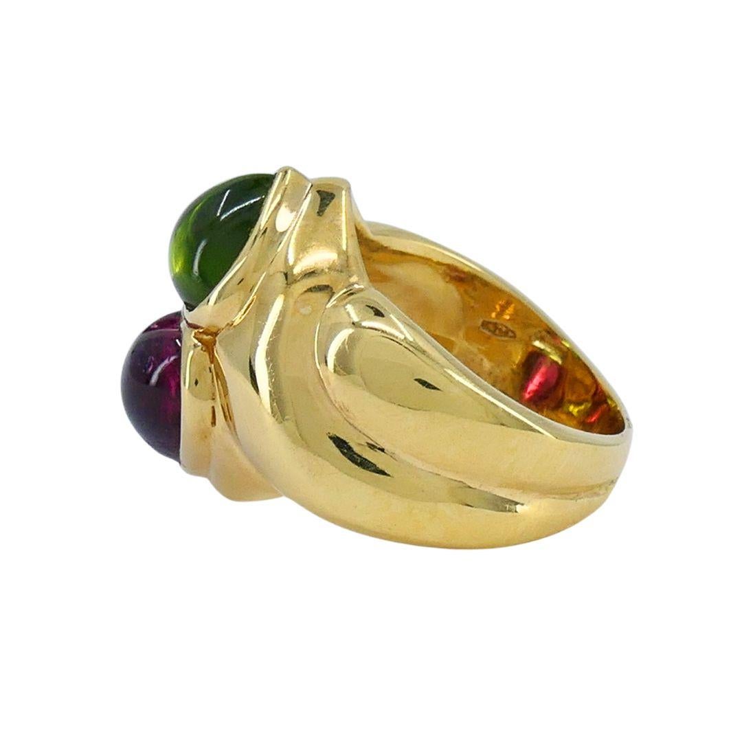 Donna Anello Cuore Bvlgari d'epoca in oro 18 carati con pietre preziose in vendita