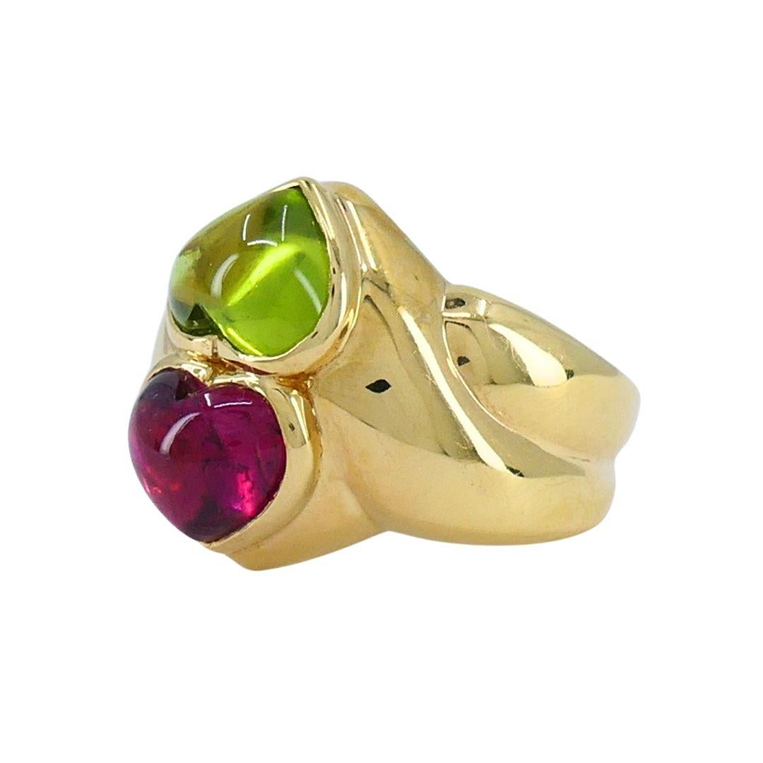 Anello Cuore Bvlgari d'epoca in oro 18 carati con pietre preziose in vendita 1