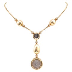 Vintage BVLGARI Diamant 18K Gelbgold Monete Lariat Halskette, Vintage