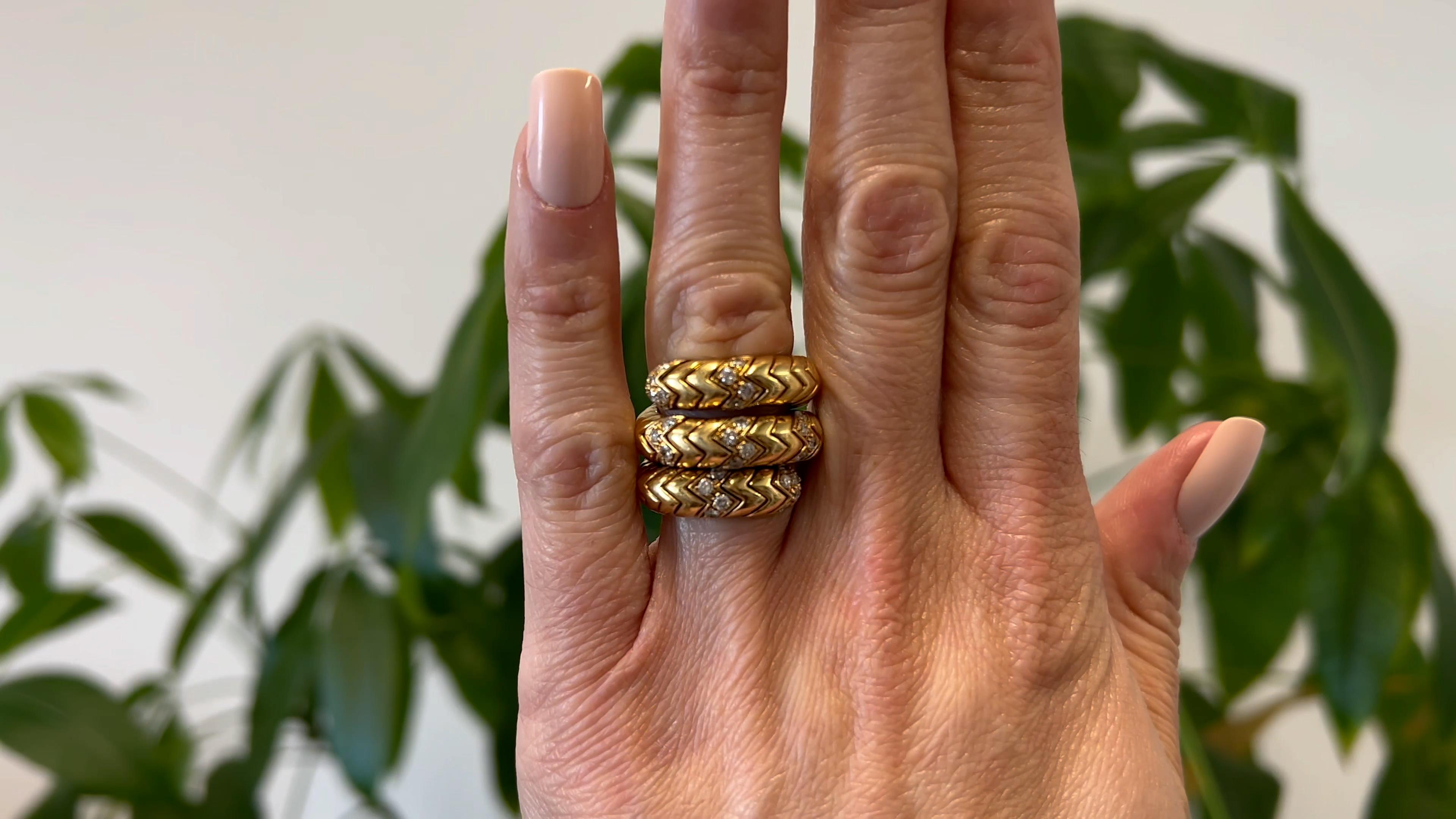 Vintage Bvlgari Diamant 18k Gelbgold Spiga Wrap Ring (Brillantschliff)