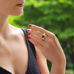 Vintage Bvlgari Diamond and Onyx Serpenti Viper Ring Set in 18k Rose Gold