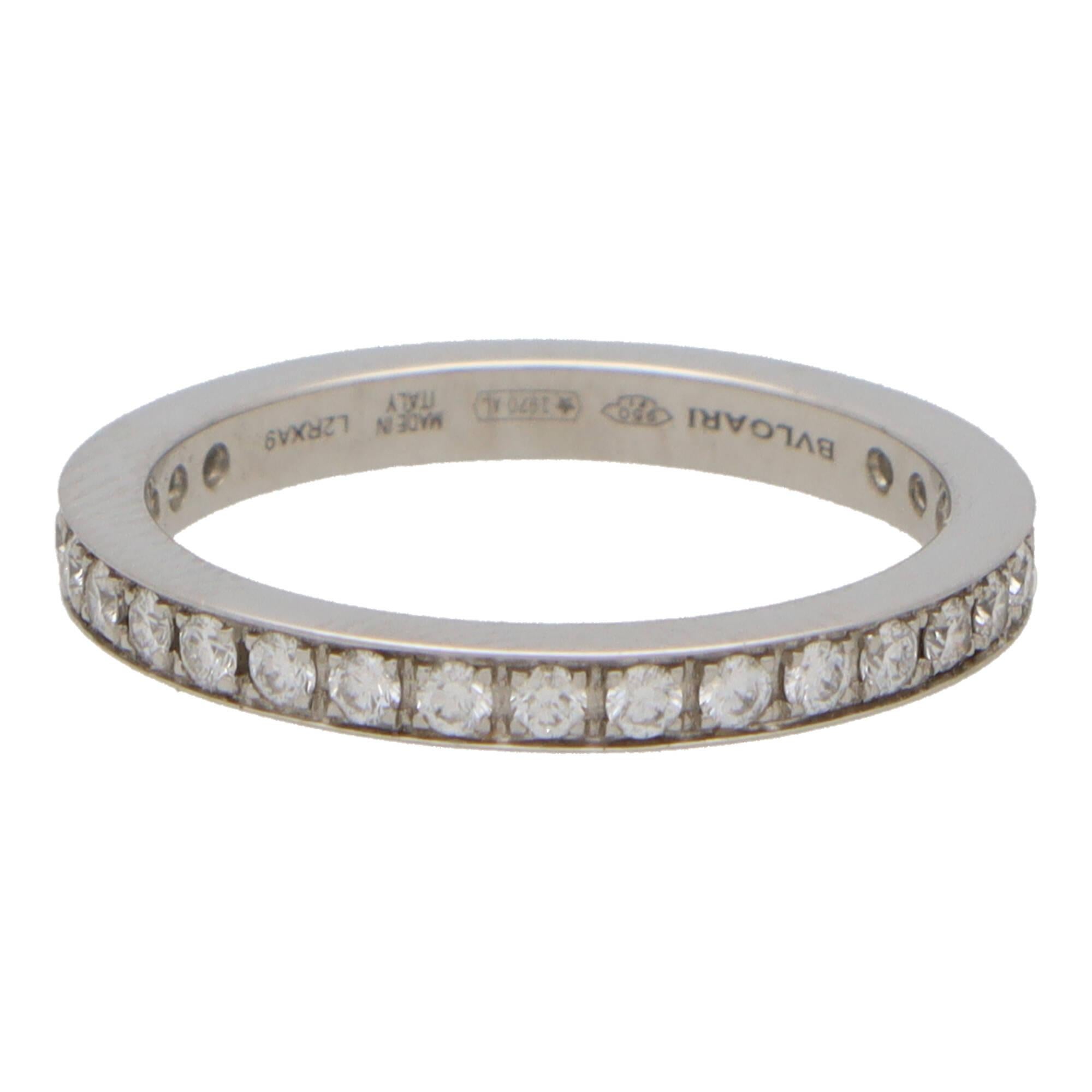 Modern Vintage Bvlgari Diamond Full Eternity Ring Set in Platinum For Sale